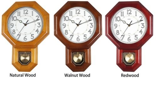 JUSTIME Regulator Schoolhouse Solid Wood Pendulum Wall Clock Westminster Chime