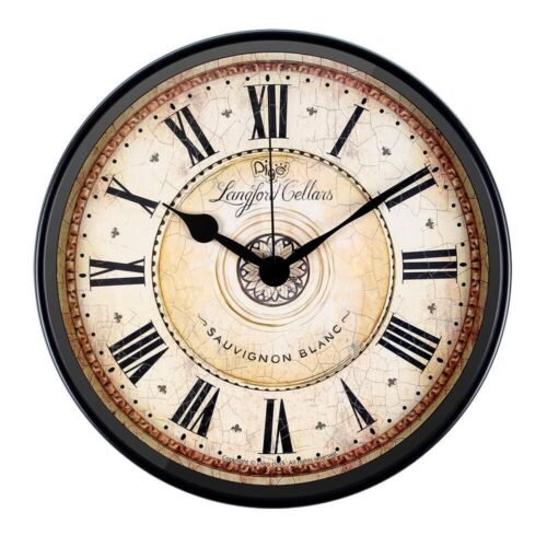 Justup Wall Clock 12 inch Metal Black Wall Clock European Style Retro Vintage...