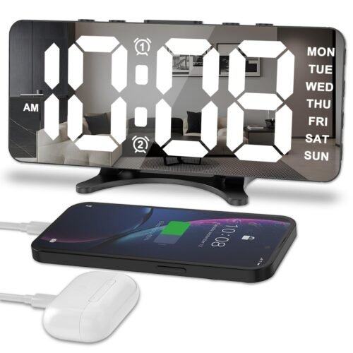 JXJHOVV Digital Alarm Clocks for Bedrooms Alarm Clock for Heavy Sleepers Dual...