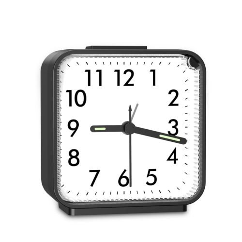 JXTZ Analog Alarm Clock, Bedside Clocks Battery Powered, Silent Non Ticking T...