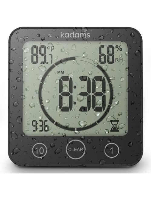 KADAMS Digital Bathroom Shower Kitchen Wall Clock Timer with Alarm