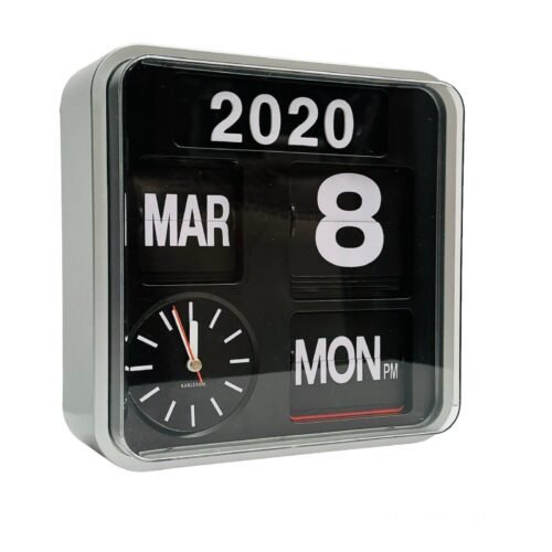 KARLSSON Digital Flip Auto Calendar Quartz Clock Silver VGC Collectable RARE HTF