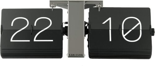 Karlsson Flip Clock No Case Black, Chrome Stand, Steel, 8.5 x 36 x 14 cm