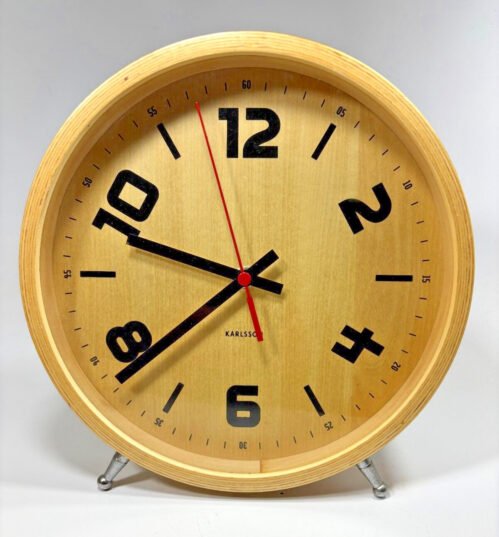 KARLSSON Modern Round Wood Clock Wall Desk Shelf Quartz w Second Hand European