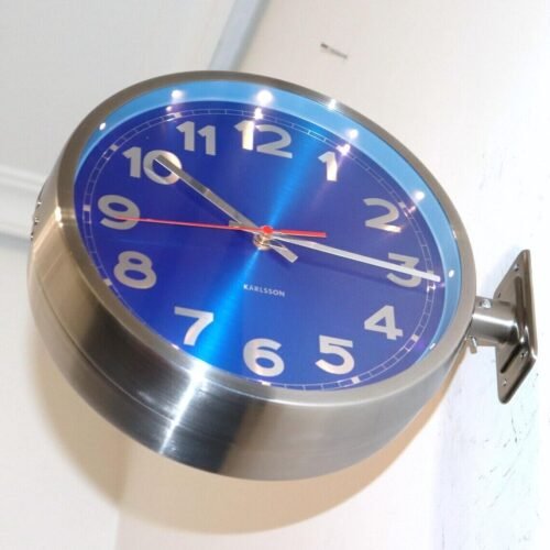 KARLSSON Wall Ceiling Clock DOUBLE SIDED ILUMINATED! Light Battery 2010s DESIGN!
