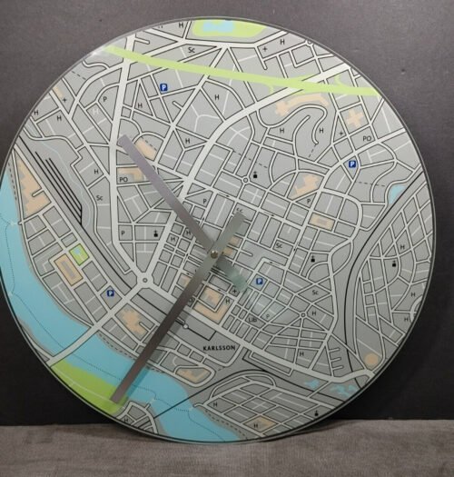 Karlsson Wall Clock 'You Are Here' 16" Glass City Map Streets Designed by Box32