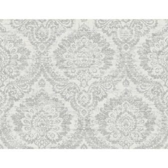 Kauai Grey Damask Grey Wallpaper Sample