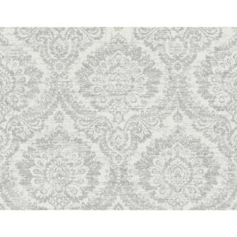 Kauai Grey Damask Grey Wallpaper Sample