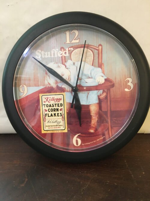 Kelloggs Clock 1996 Toasted Corn Flakes "Stuffed" Wall Clock Battery Op