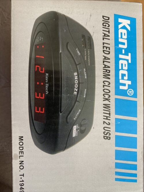 KEN-TECH DIGITAL LED ALARM CLOCK WITH 2 USB T-1949 (G124795-2 (N) EE-7)