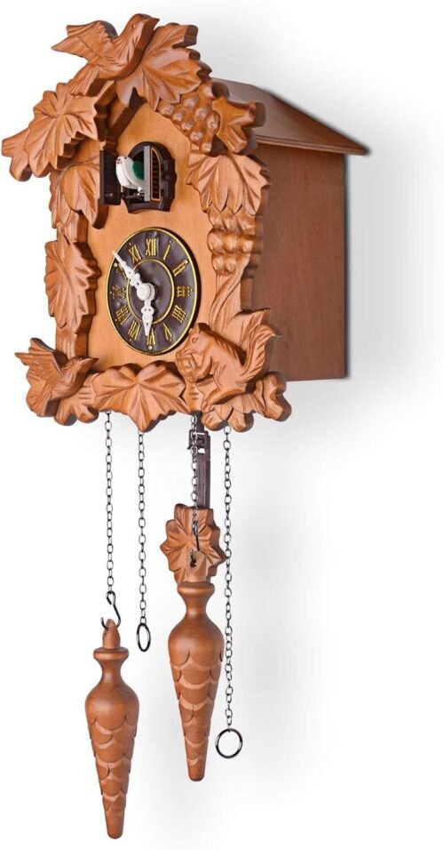 Kendal Handcrafted Linden Wood Cuckoo Clock with Hand Carved and Night Silencer