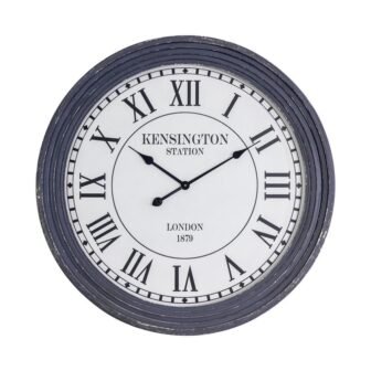 Kensington Station Distressed Grey Ribbed Wall Clock