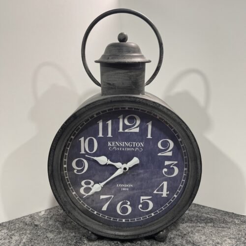 Kensington Station London 1809 Table Clock. Gray W Blue Face EUC