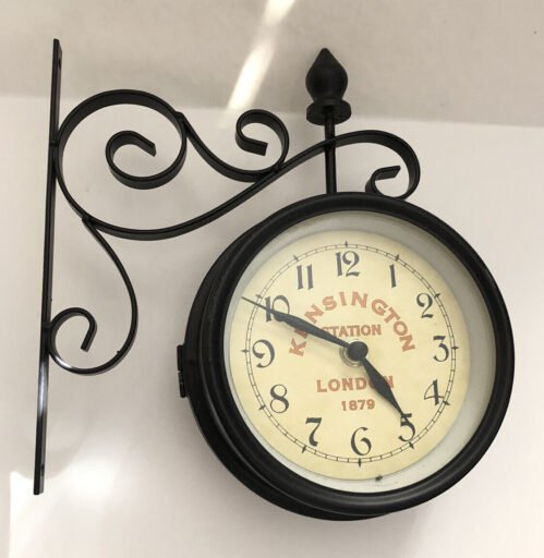 KENSINGTON STATION LONDON DOUBLE TWO SIDED TRAIN RAILROAD WALL CLOCK Size 5x5