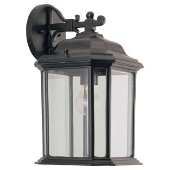 Kent 8.5 in. W 1-Light Black Outdoor 15 in. Wall Lantern Sconce