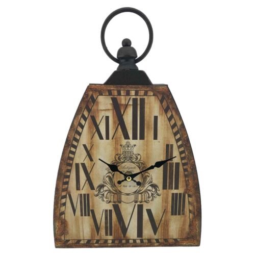 Kettle Bell Clock Shed Collection Brown Metal Wall Mantel Desk Shelf 9x12.7" NEW