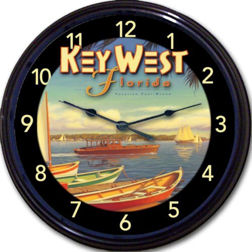 Key West Florida Buffett Margaritaville Poster Wall Clock Beach Hemingway 10"