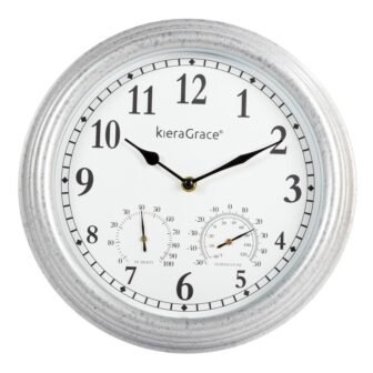 KG Galvin 12" Indoor/Outdoor Wall Clock W/Temp and Humid Gauges