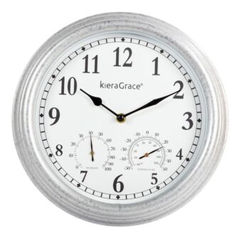 KG Galvin 12" Indoor/Outdoor Wall Clock W/Temp and Humid Gauges