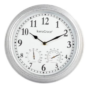 KG Galvin 12" Indoor/Outdoor Wall Clock W/Temp and Humid Gauges
