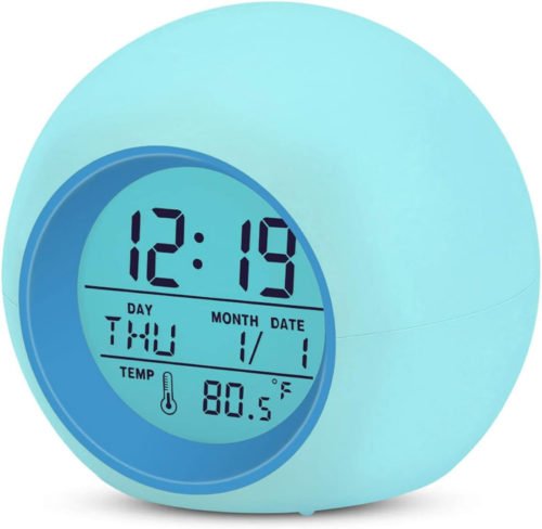 Kids Alarm Clock, Digital Clock with 7 Color Night Light, Alarm Clocks for Boys