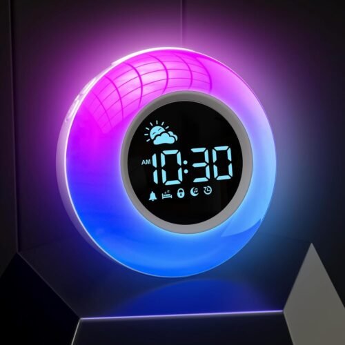 Kids Alarm Clock, Toddler Sleep Training Clock with Sound Machine, 12 Soothing S
