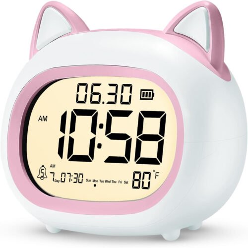 Kids Alarm Clock with Night Light for Kids, Small Digital Alarm Clocks for Bedro