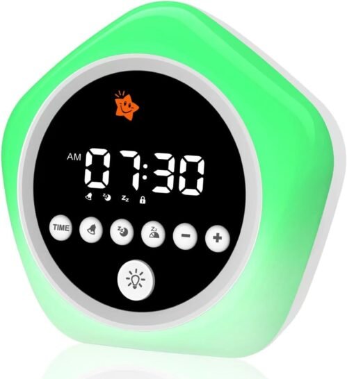 Kids Alarm Clock with Red Green Light, OK to Wake Clock,Alarm Clock for Toddlers