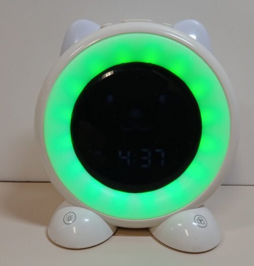 Kids Cat Alarm Clock Toddler Sleep Training with Night Light Multi Color LED USB