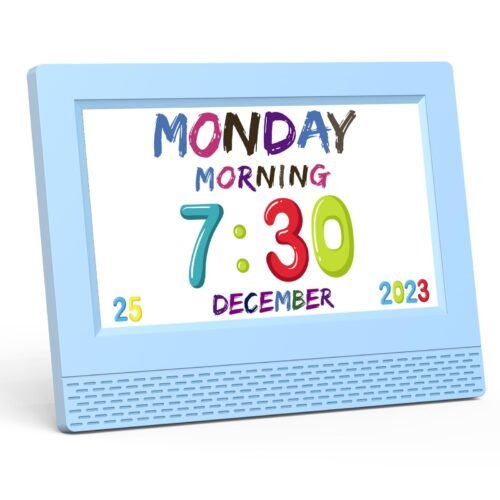 Kids Digital Alarm Clock Colorful, 7" Large LED Time Display Children's Sleep...