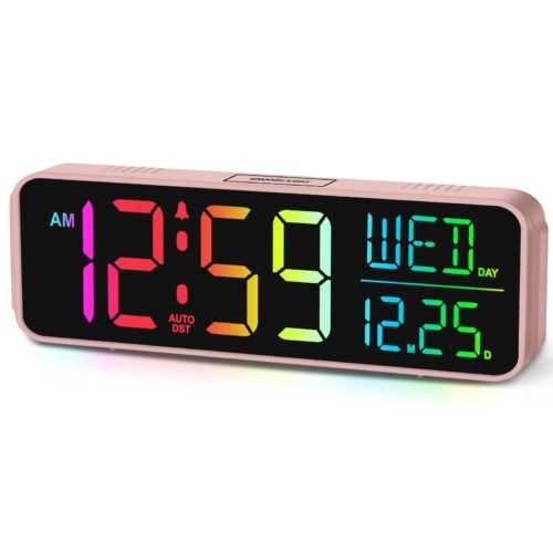 Kids Digital Alarm Clock Large Display For Bedrooms With Date Day Of Week Temp A
