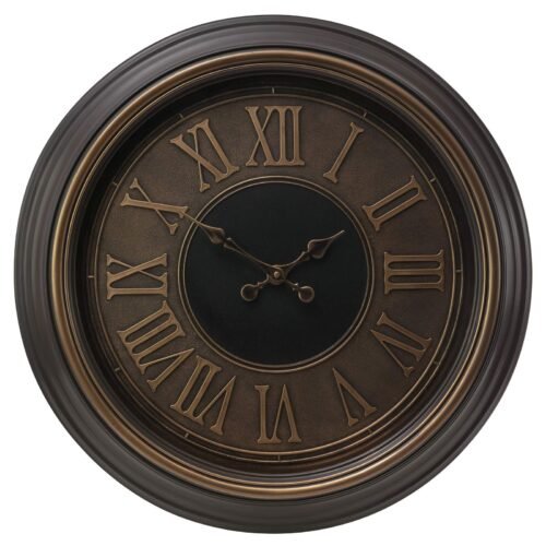 Kiera Grace Wall Clock 23 Inch Genoa Oversized Antique Bronze Wall Clocks