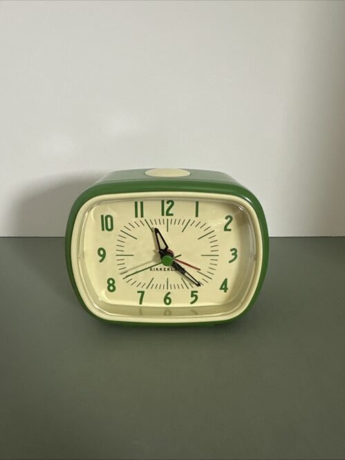 Kikkerland Green Retro Alarm Clock Standard Loud Alarm Analog Time Travel NICE!