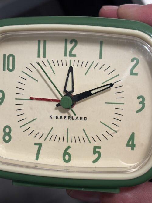 Kikkerland Retro Alarm Clock Vintage Old Time Classic Style Hands Glow Green