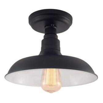 Kimball 11 in. 1-Light Matte Black Ceiling Light Semi-Flush Mount
