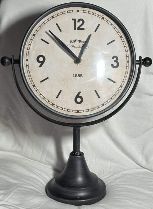 Kirkland's Black Swivel Stand Tabletop Battery Operated Clock 14” New Battery