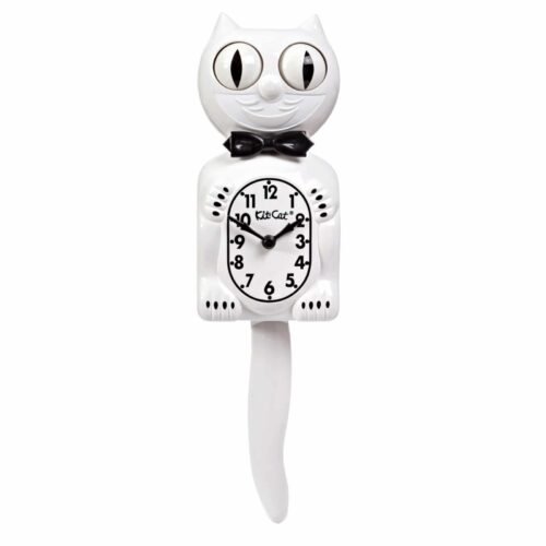 Kit Cat Clock White Gentleman with black bow Tie Full Size 15.5 "