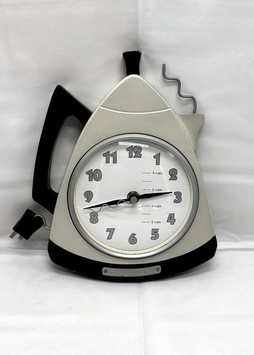 Kitchen Royale Vintage Coffee Pot Wall Clock Silver & Black With White Face
