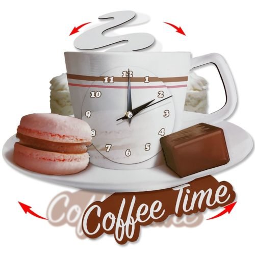 Kitchen Wall Clock, Cafe Kitchen Wall Decor , Coffee Cup Swinging Wall Clock