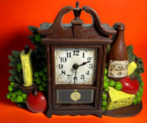 Kitchen Wall Clock Electric Regulator MCM Farmhouse Decor Fruit Wine VIDEO