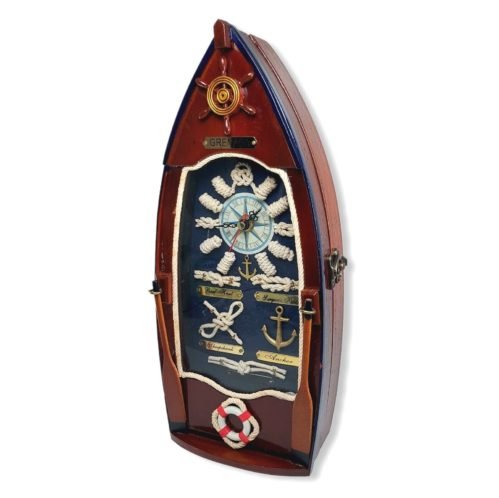 Knot Boat Key Box Wall Clock Vintage Nautical Wooden 13" High GRENADA
