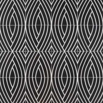 Krista Watterworth Westgate Leaf Black 4 in. x 0.39 in. Polished Marble...