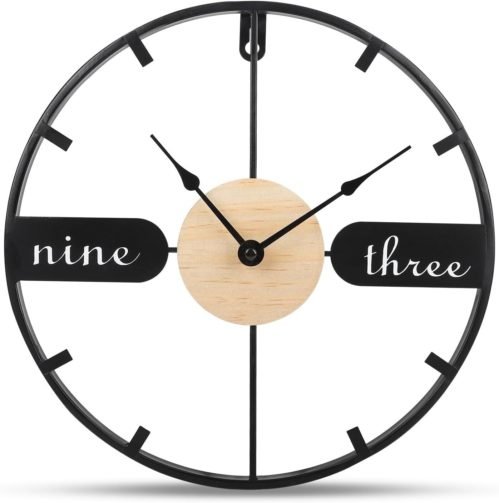 KULEDM Rustic 12-Inch Wall Clock - Silent Non-Ticking Farmhouse Clock
