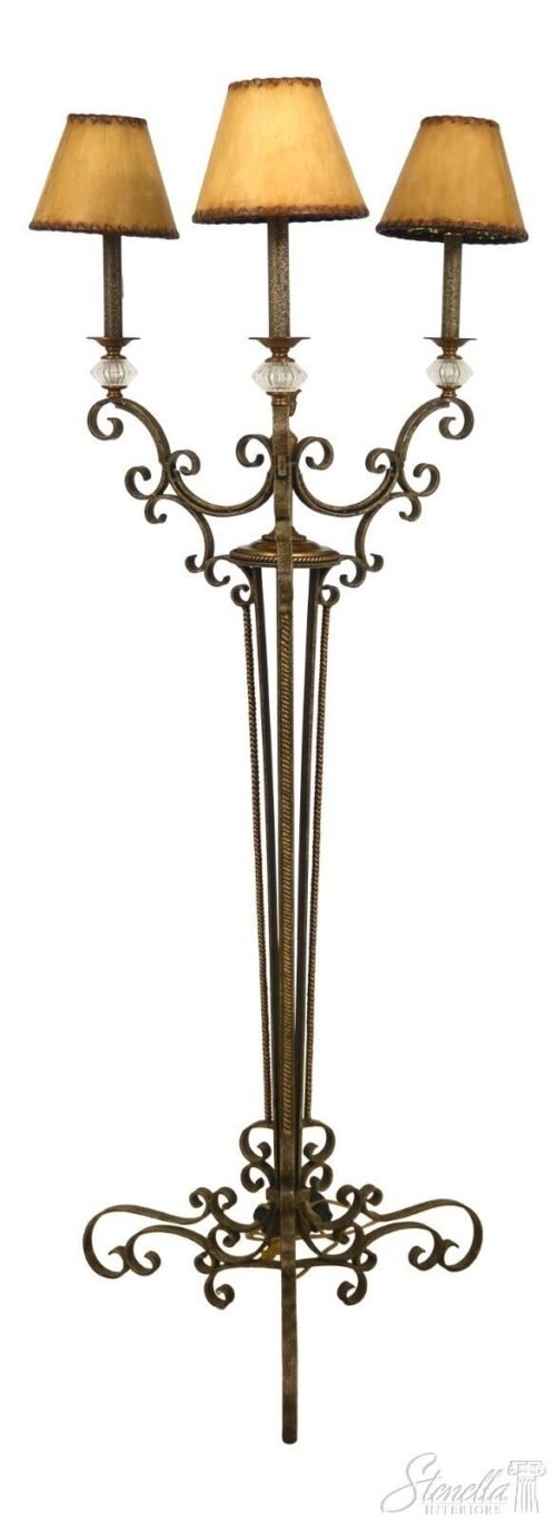 L55449EC: MAITLAND SMITH Iron & Brass Candelabra Floor Lamp
