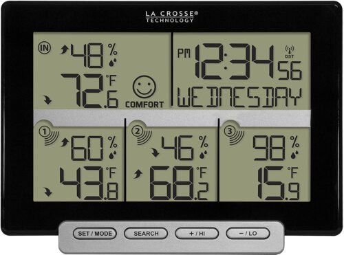 La Crosse 308-1412-3TX-INT Wireless Weather Station with 3 Sensors, Black