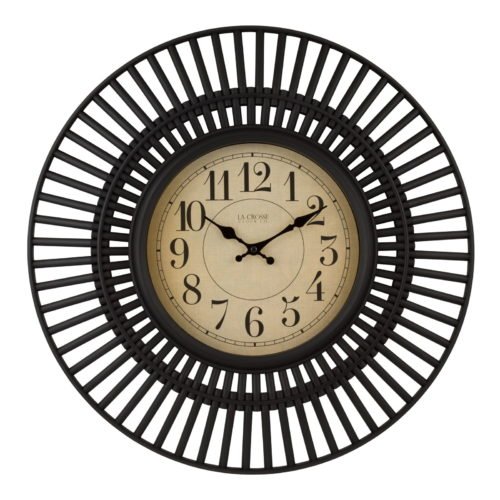 La Crosse Clock 20-inch Contemporary Black Quartz Analog Wall Clock,