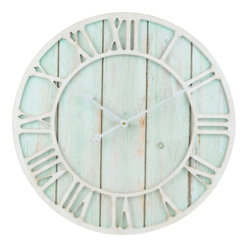La Crosse Clock 23.5 Inch Round Blue Coastal Decorative Quartz Wall Clock (40...