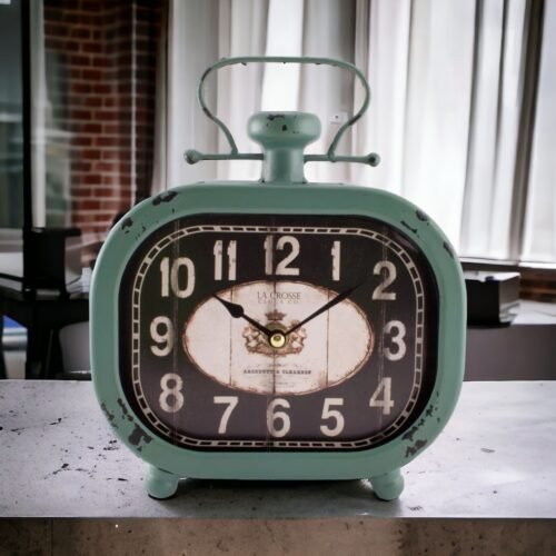 La Crosse Clock Co. Metal Square Turquoise Decorative Analog Clock Wall Or Desk