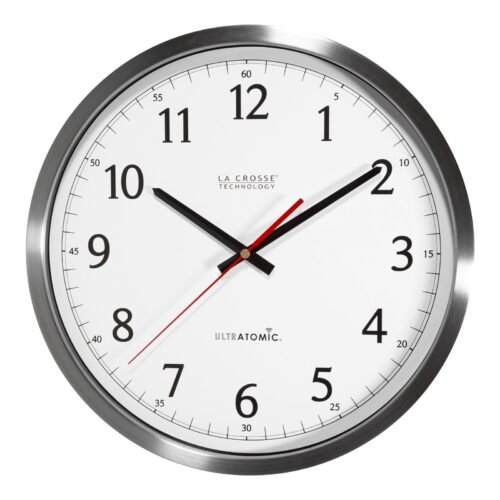 La Crosse Technology 404-1235UA-SS 14 Inch UltrAtomic Stainless Steel Wall Clock