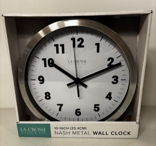 La Crosse Technology 404-2626 La Crosse 10 in Silver Metal Analog Wall Clock ...